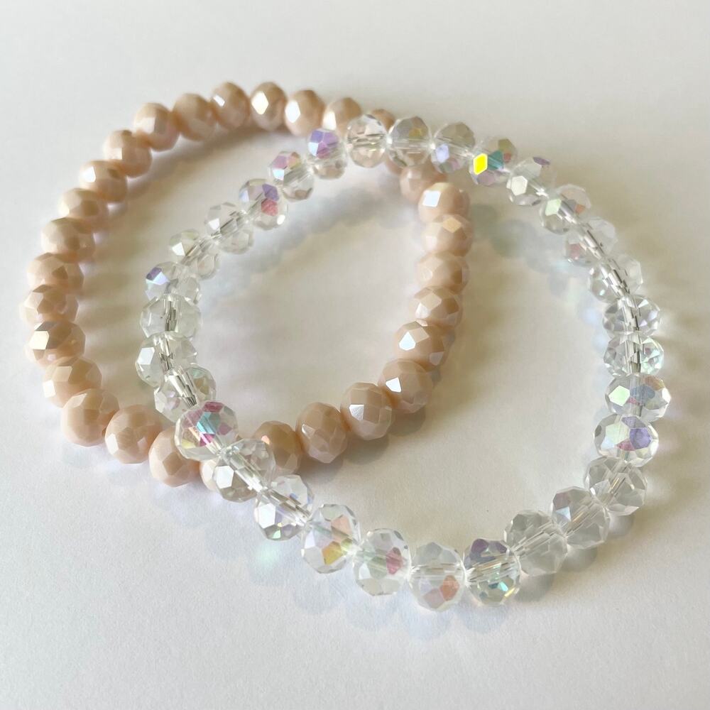 2 Piece Faceted Austrian Crystal Bracelet Set ~ 7”